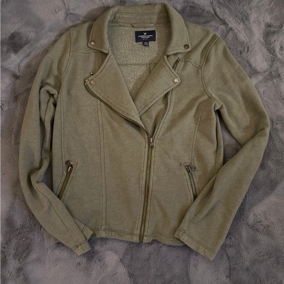 AMERICAN EAGLE  Green Moto Jacket - Picture 1 of 7